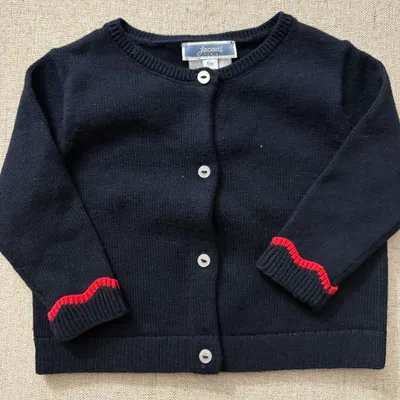 Gilet Cardigan Jacadi Marine - Liseré Rouge Wavy - 6 Mois (67 cm)